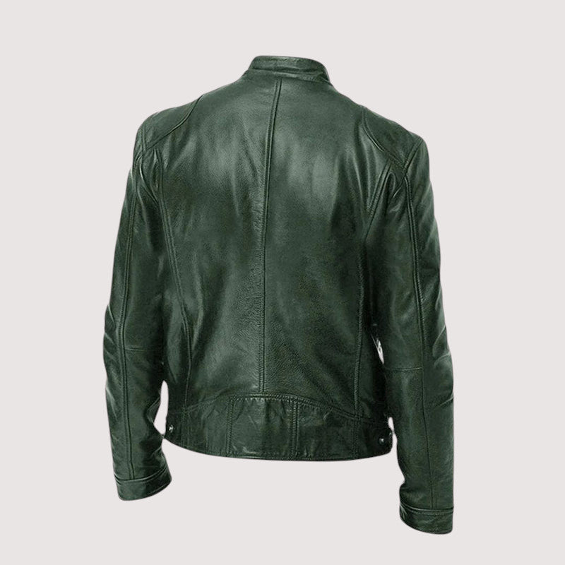 Giacomo | giacca in pelle uomo con collo alto e tasche con zip – giubbotto pelle