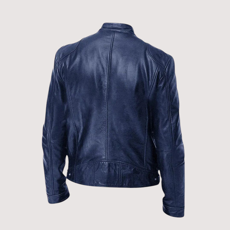 Giacomo | giacca in pelle uomo con collo alto e tasche con zip – giubbotto pelle