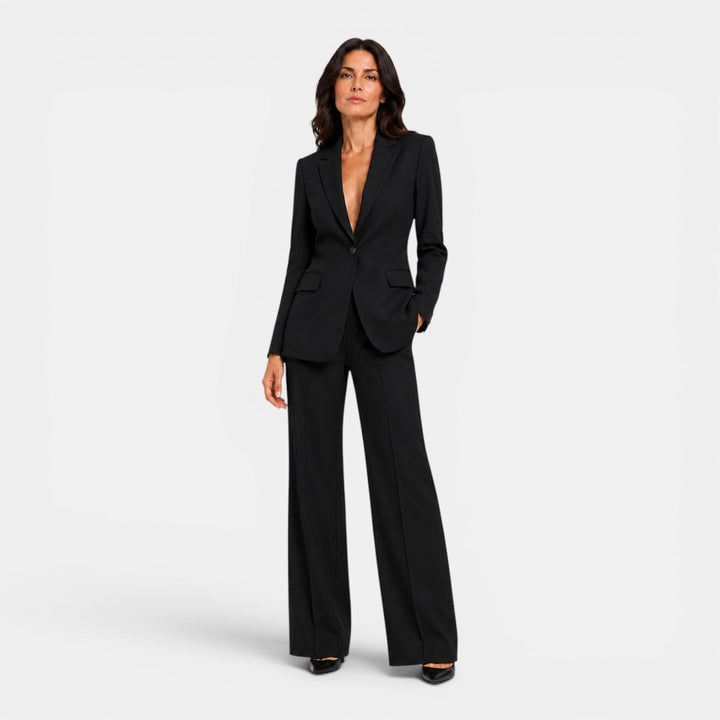 Isotta – tailleur donna con revers a lancia e pantaloni larghi