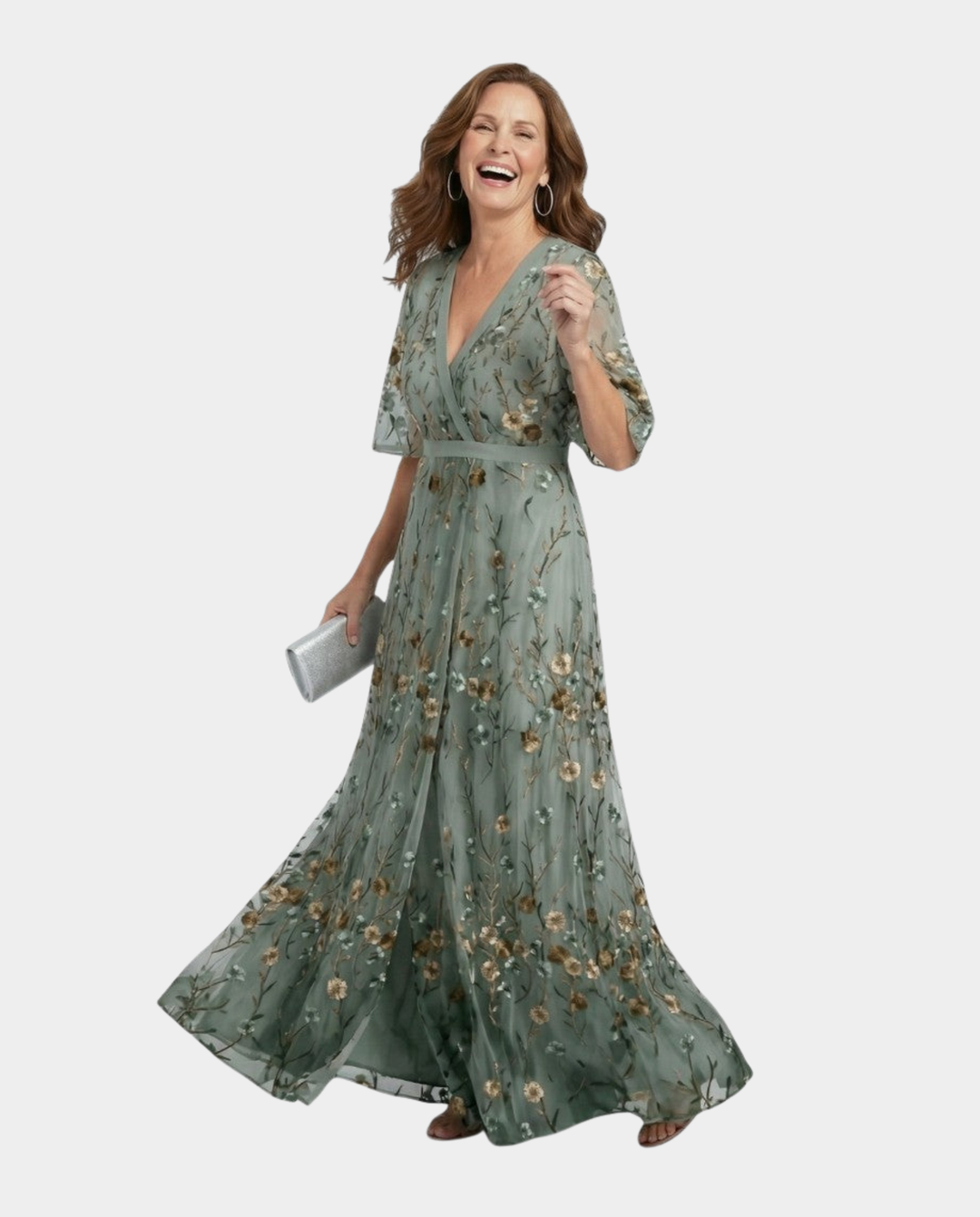 Abito lungo donna a fiori con scollo a V – Daniela