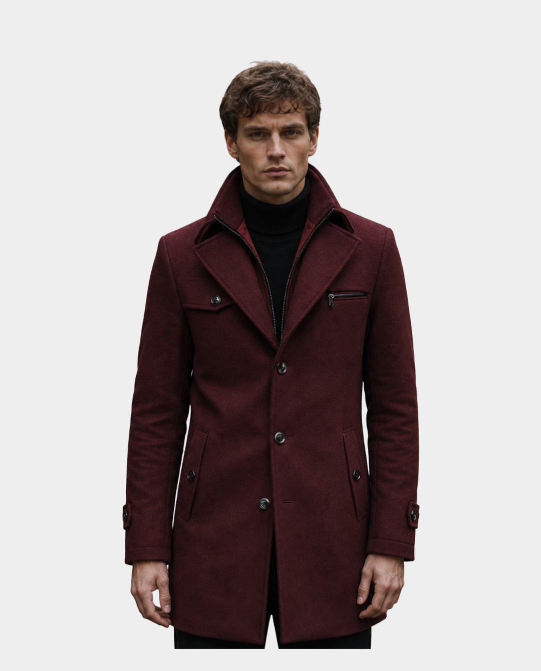 Cappotto uomo elegante doppio collo con zip – Cesare