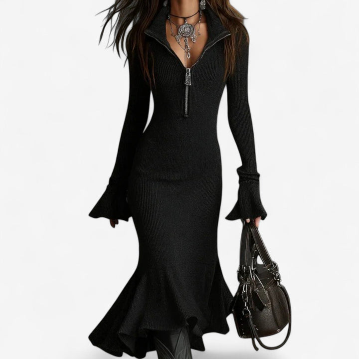 Palmira – vestito in maglia donna midi con mezza zip