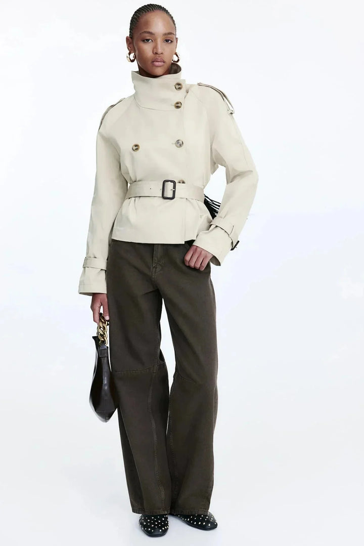 Eleonora | trench con collo alto e cintura