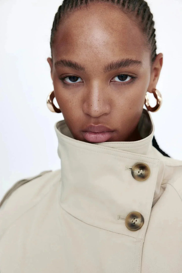 Eleonora | trench con collo alto e cintura
