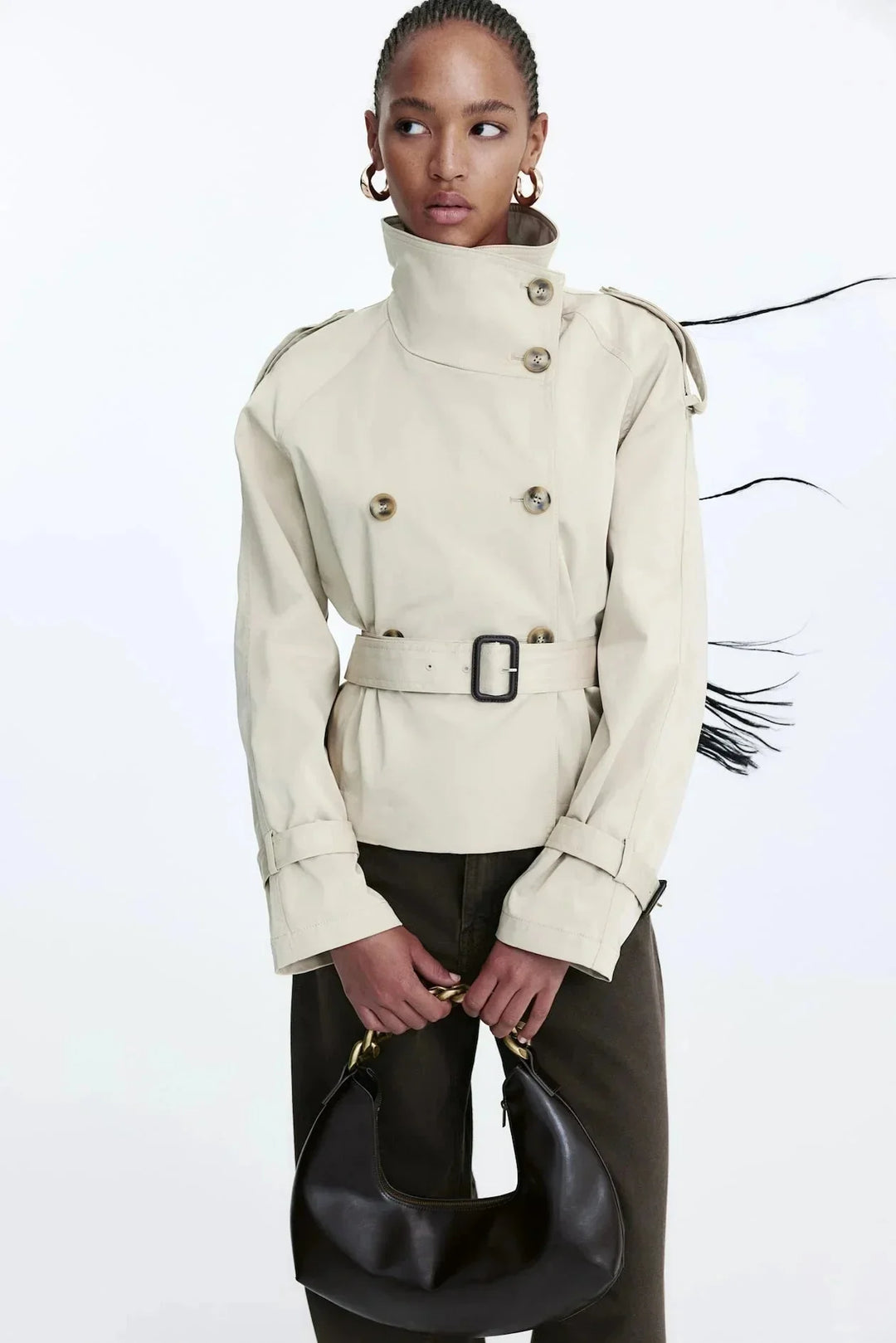 Eleonora | trench con collo alto e cintura