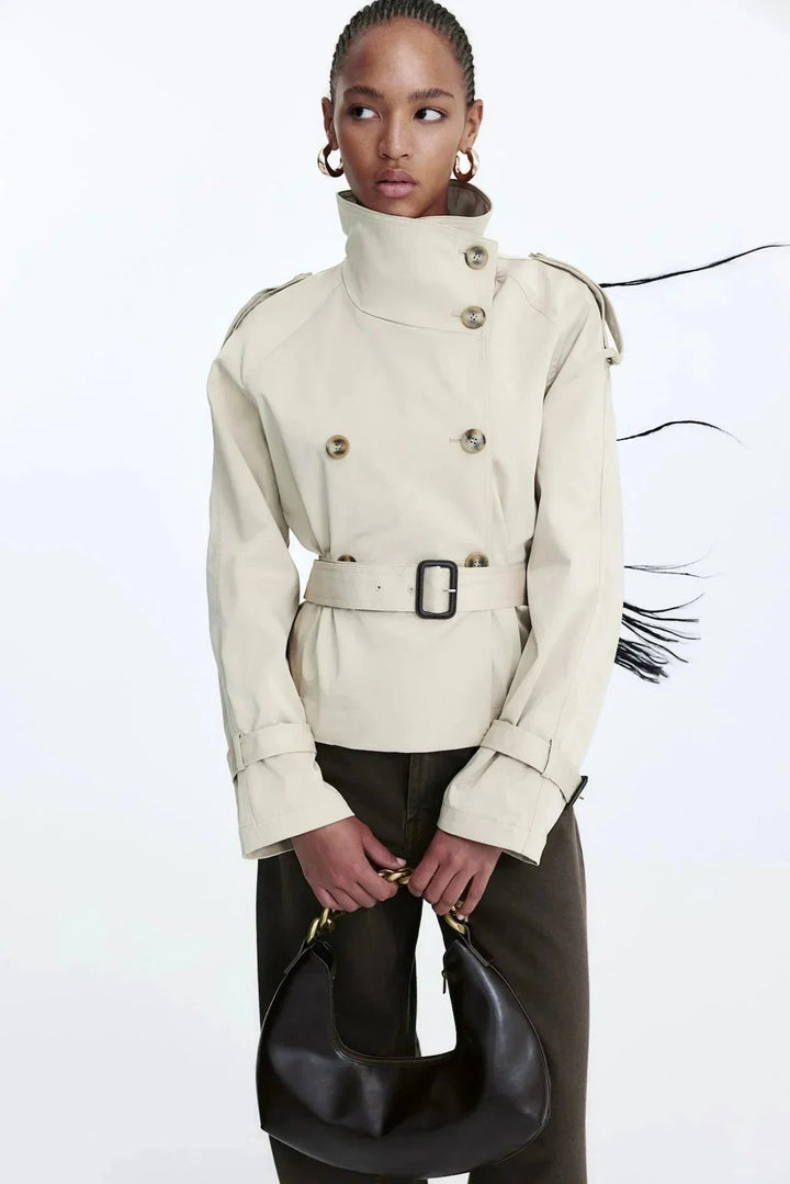 Eleonora | trench con collo alto e cintura