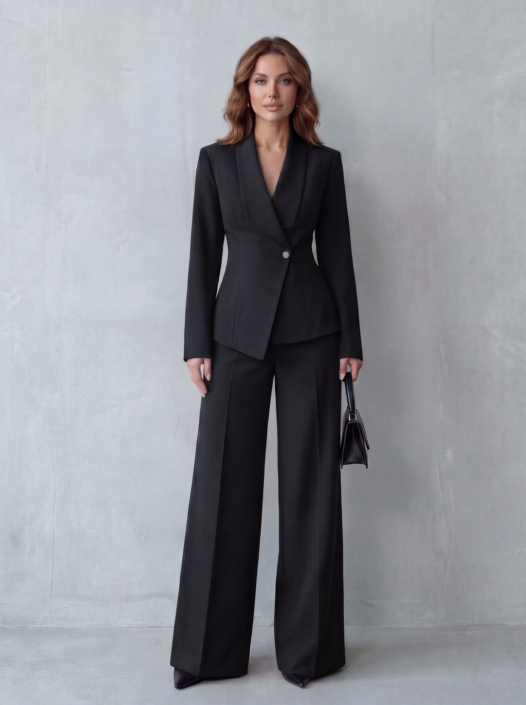 Carlotta – tailleur donna con blazer e pantaloni a gamba larga
