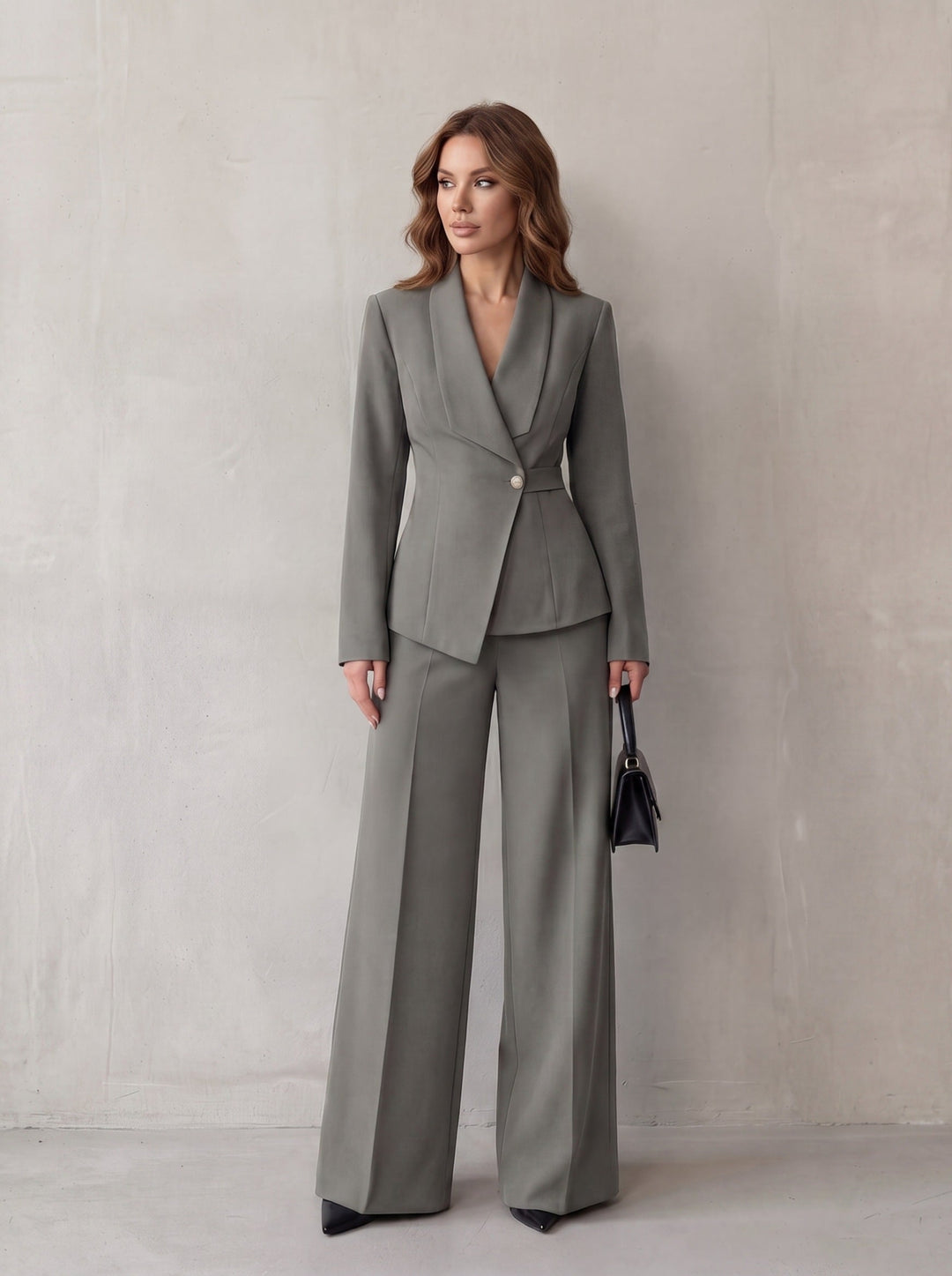 Carlotta – tailleur donna con blazer e pantaloni a gamba larga