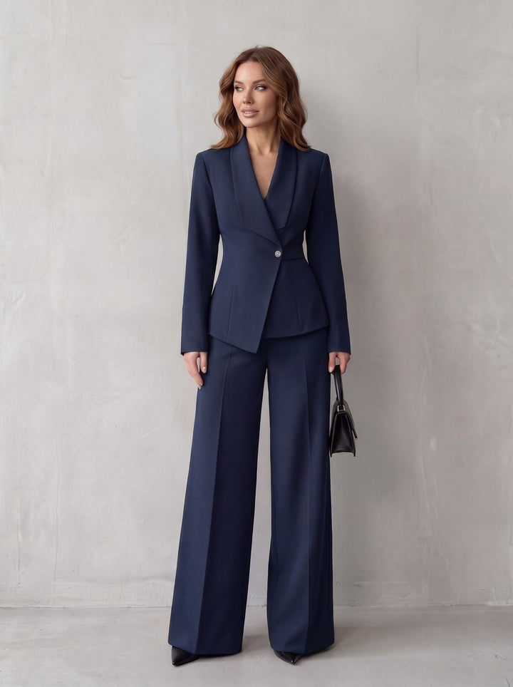 Carlotta – tailleur donna con blazer e pantaloni a gamba larga