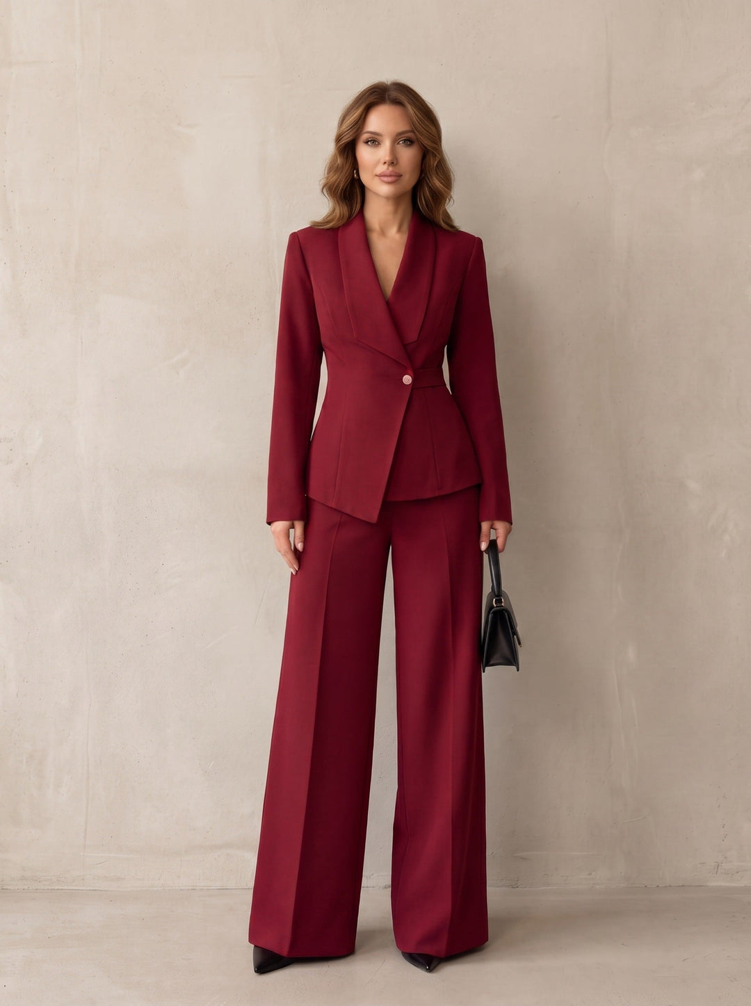 Carlotta – tailleur donna con blazer e pantaloni a gamba larga