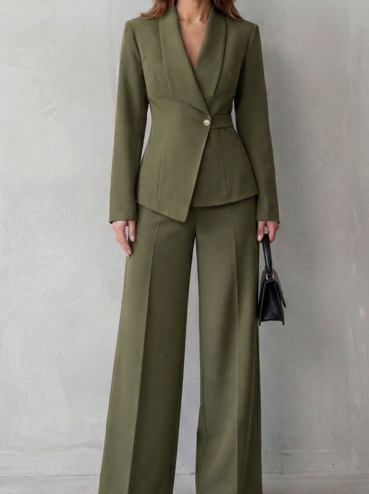 Carlotta – tailleur donna con blazer e pantaloni a gamba larga