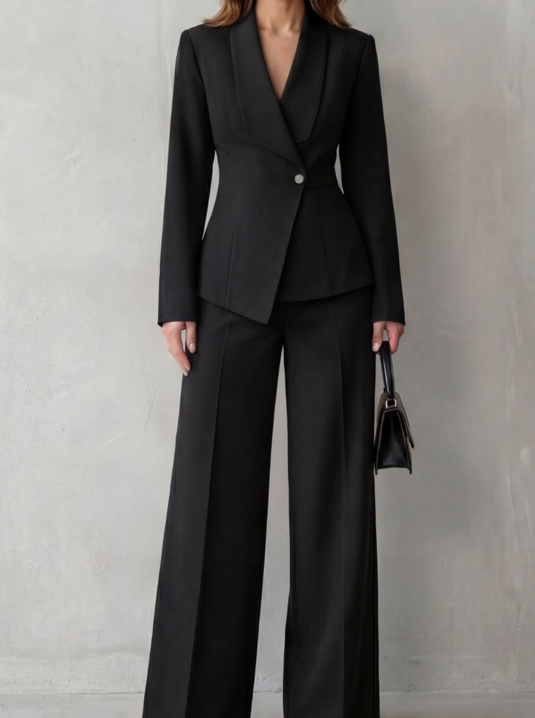 Carlotta – tailleur donna con blazer e pantaloni a gamba larga