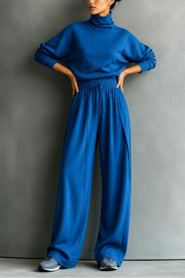 Paola | completo donna maglione collo alto e pantaloni larghi – set in maglia