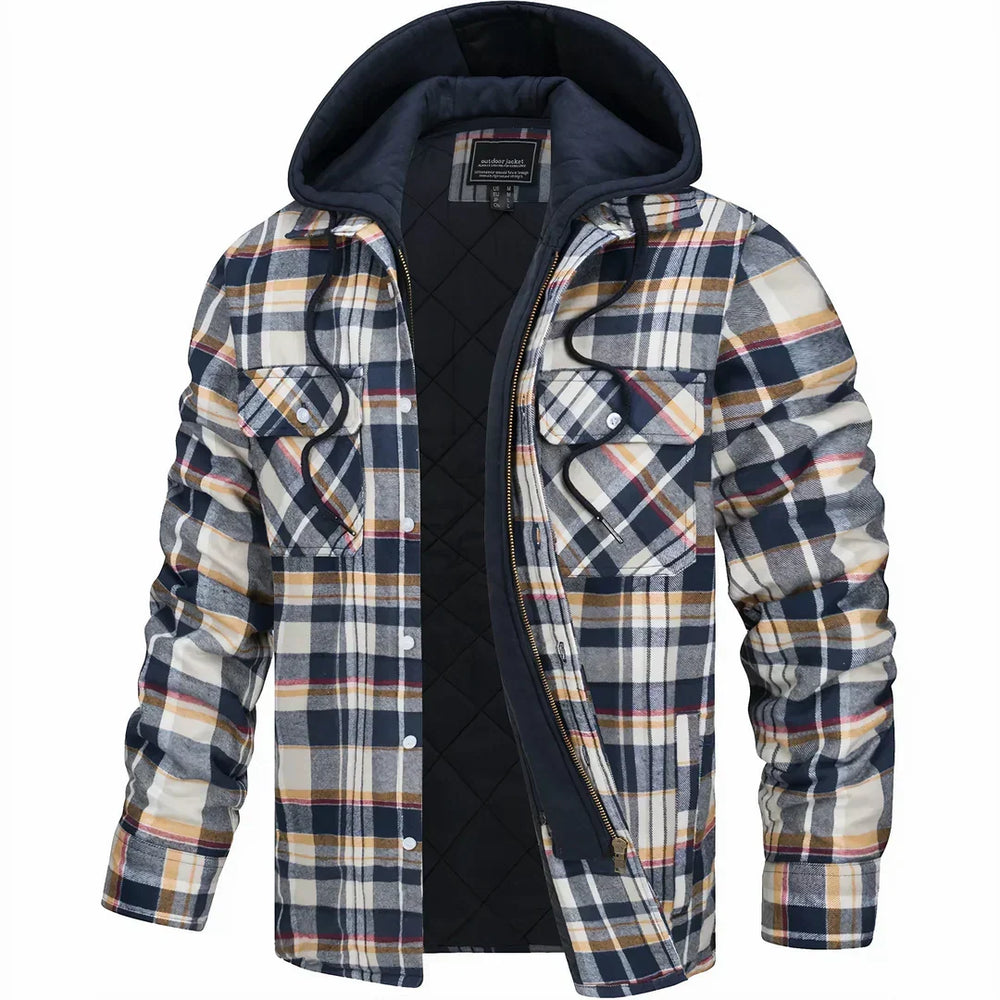 Camicia di flanella uomo a quadri con cappuccio – Gianni