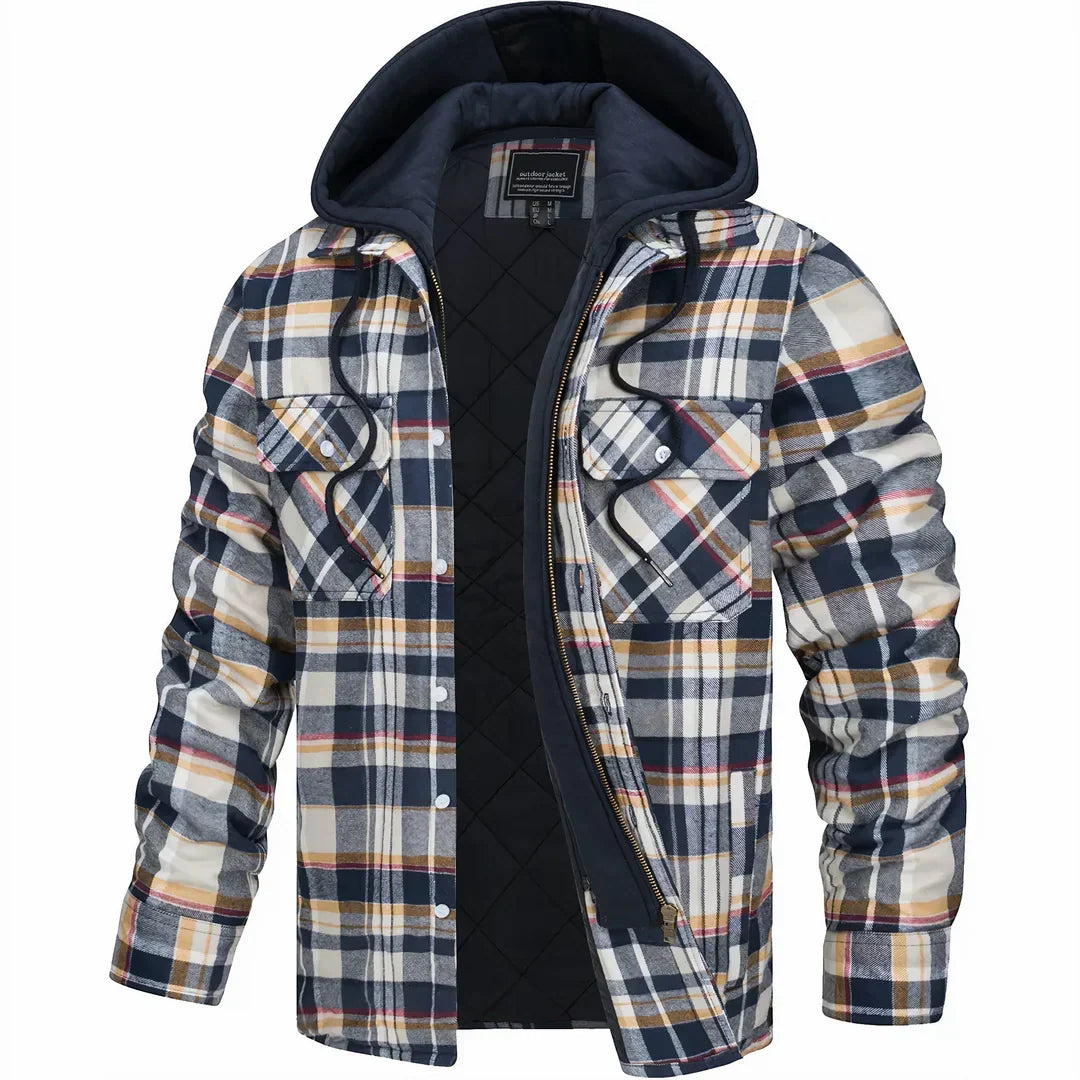 Camicia di flanella uomo a quadri con cappuccio – Gianni