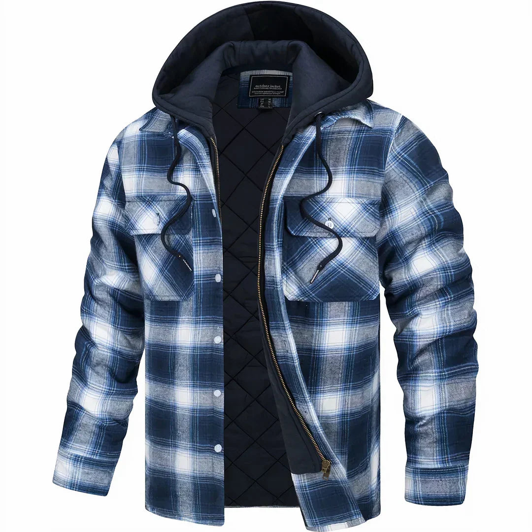 Camicia di flanella uomo a quadri con cappuccio – Gianni