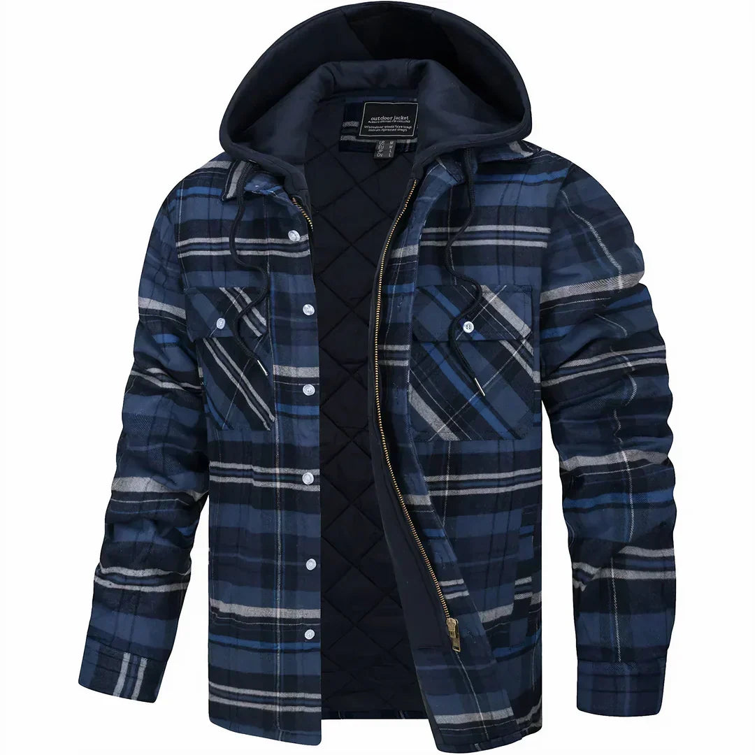 Camicia di flanella uomo a quadri con cappuccio – Gianni