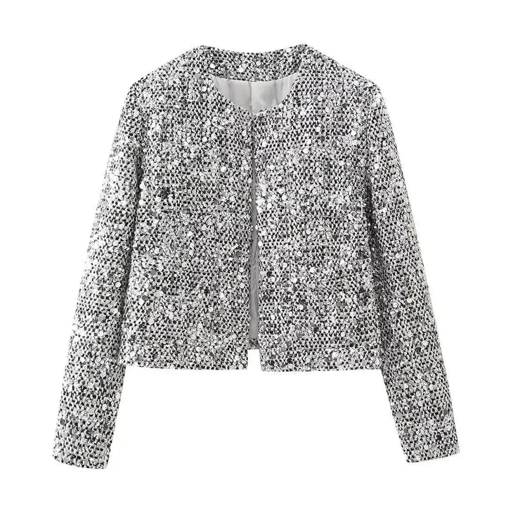 Irene | bomber con paillettes argento