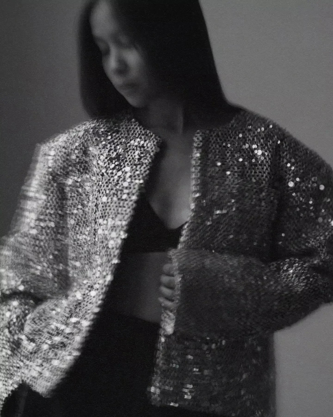 Irene | bomber con paillettes argento