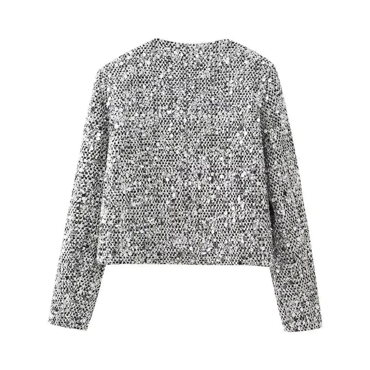 Irene | bomber con paillettes argento