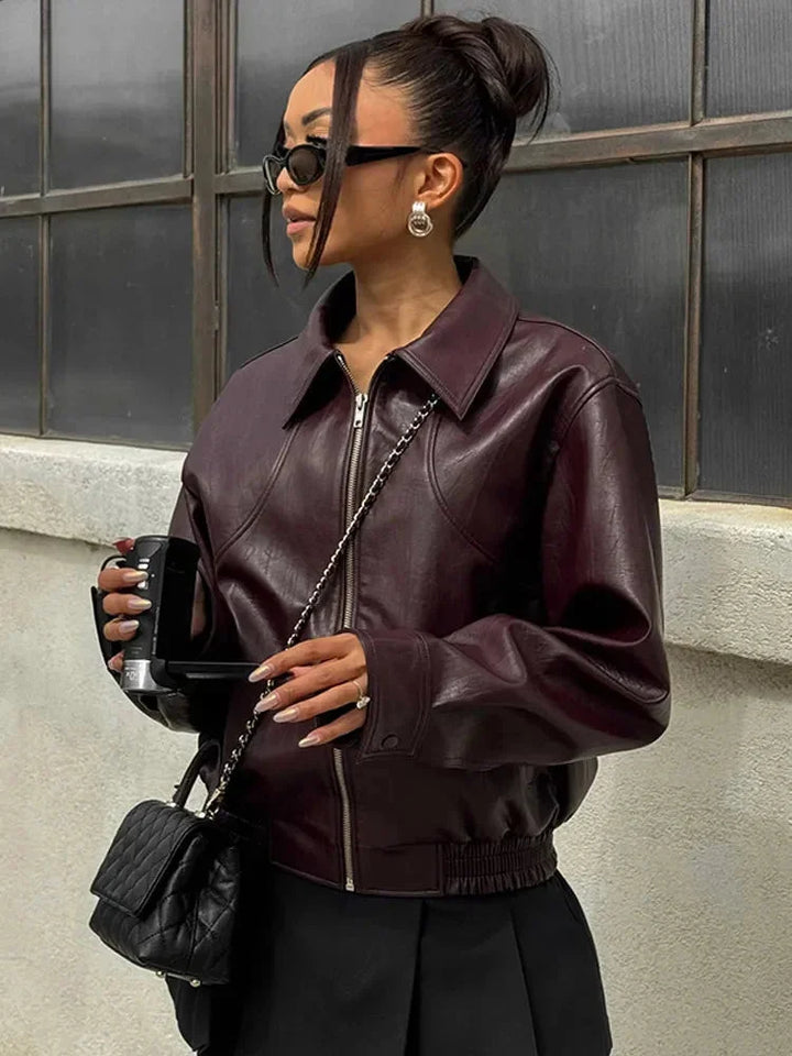 Cristina | bomber bordeaux in ecopelle