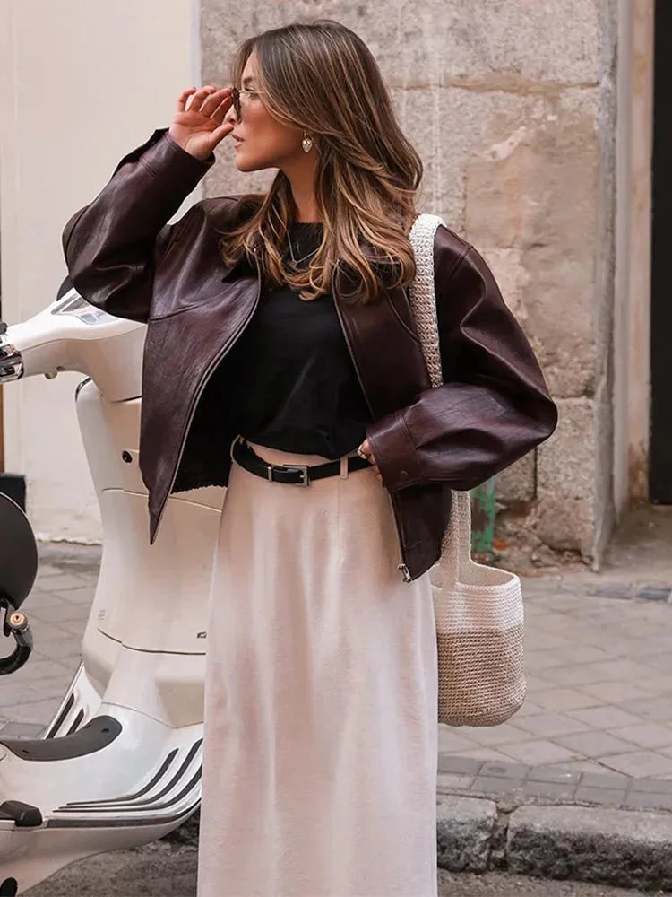 Cristina | bomber bordeaux in ecopelle