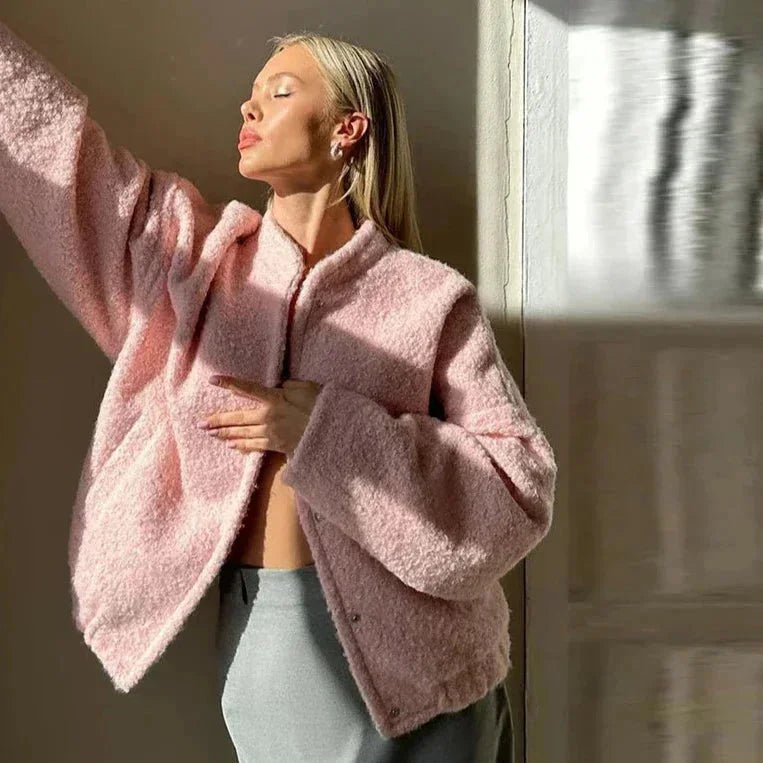 Nadia | bomber in teddy rosa
