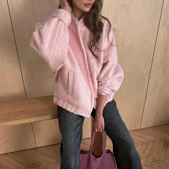 Nadia | bomber in teddy rosa