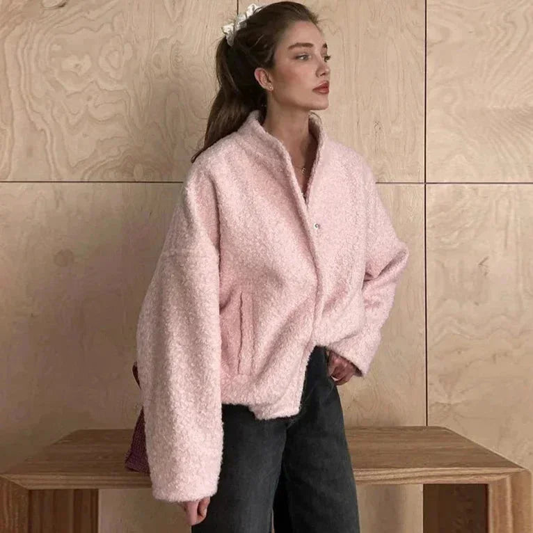 Nadia | bomber in teddy rosa