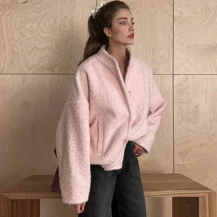 Nadia | bomber in teddy rosa