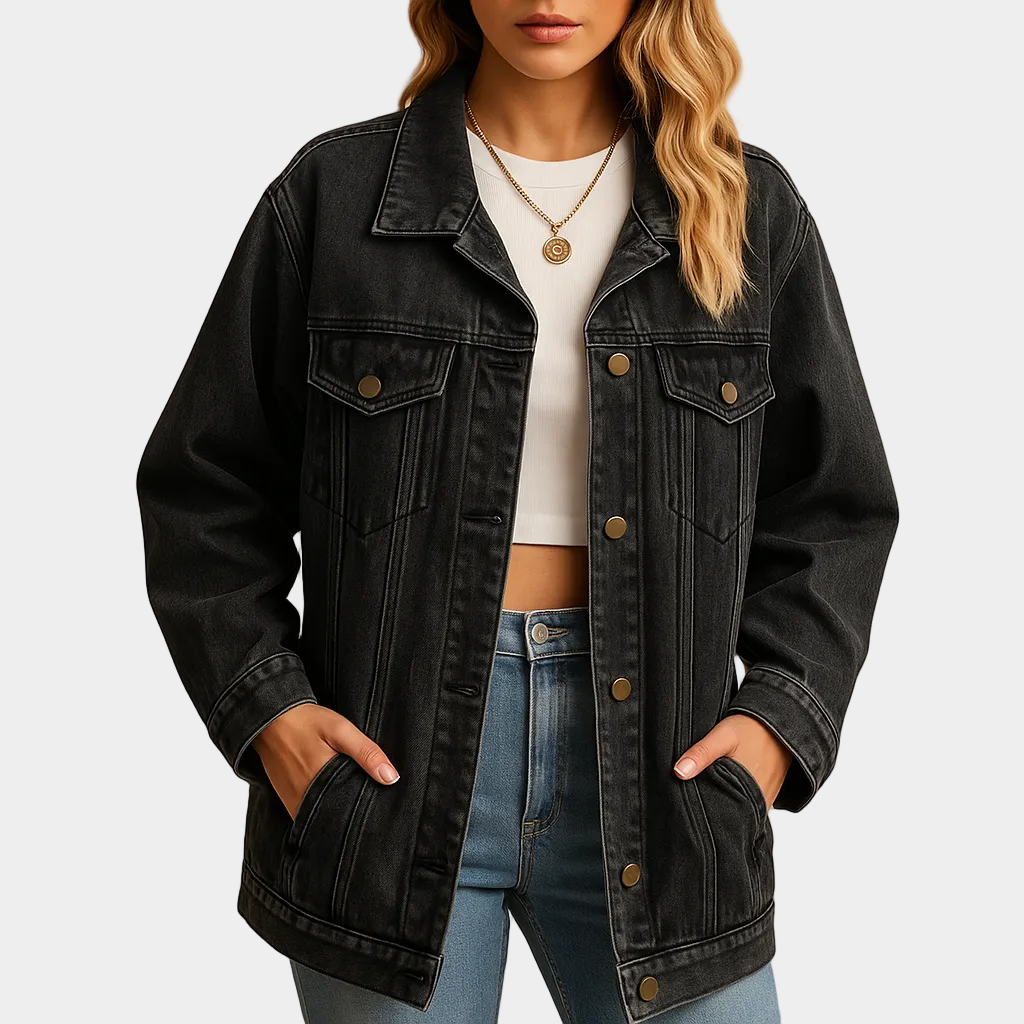 Liana – giacca jeans donna oversize con bottoni dorati