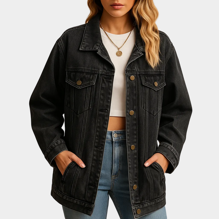 Liana – giacca jeans donna oversize con bottoni dorati