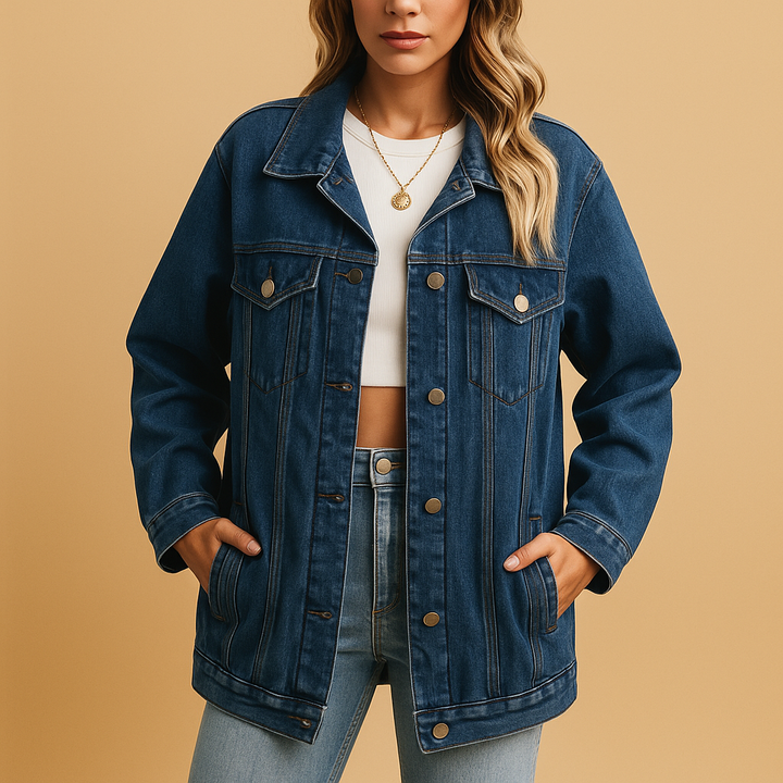 Liana – giacca jeans donna oversize con bottoni dorati