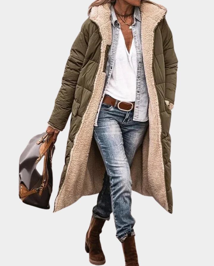 Cappotto lungo donna invernale con fodera in pile – Viviana