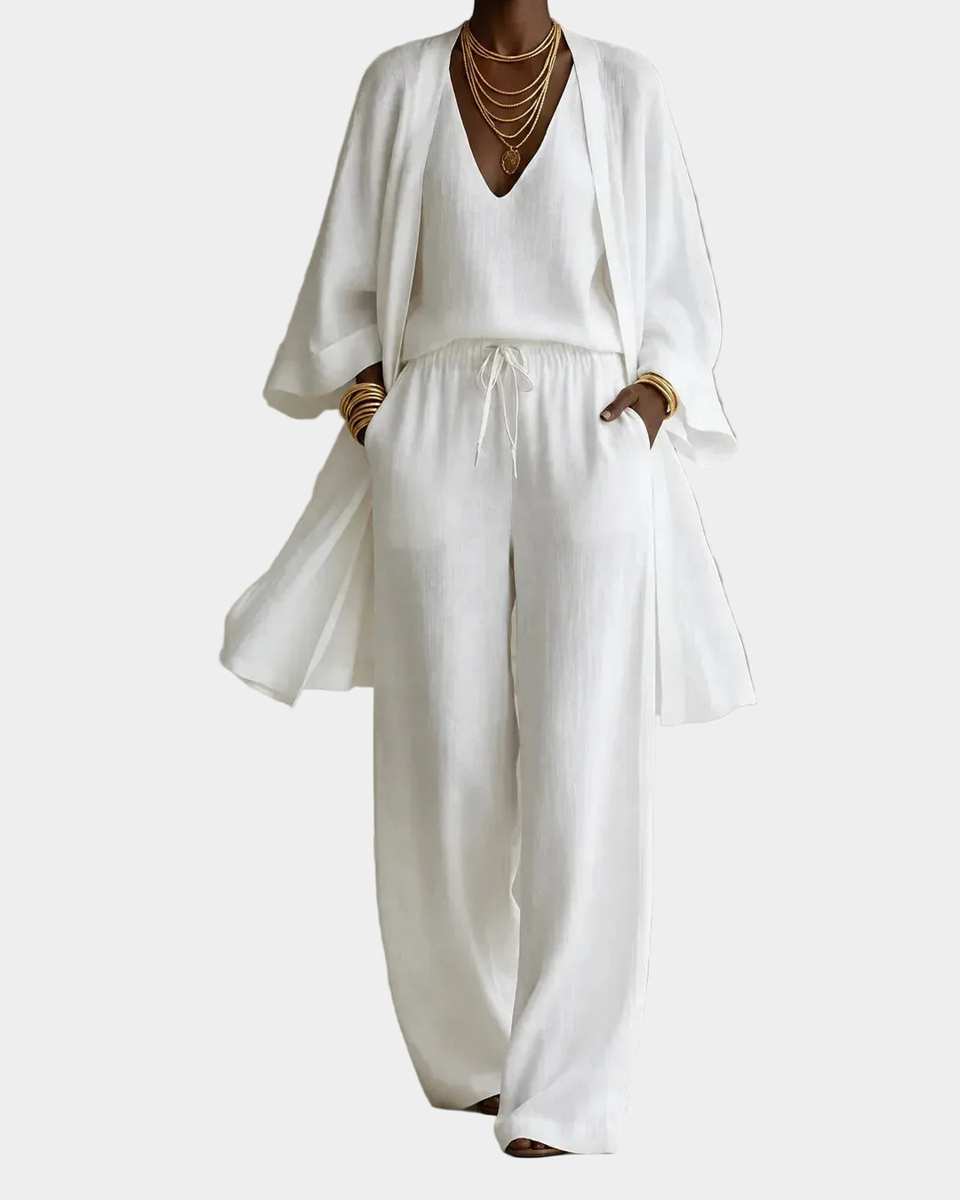 Anita – completo donna tre pezzi in maglia con cardigan